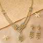 92.5 Sterling Silver Floral Necklace Set with Dual Motifs and Drop Pendant