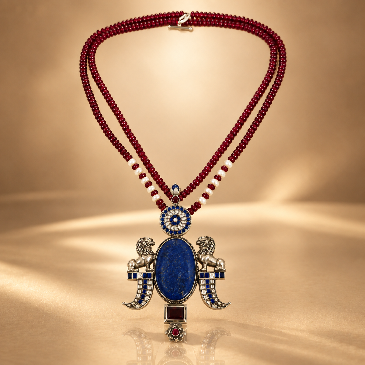 925 Silver Moissanite Polki Necklace Set