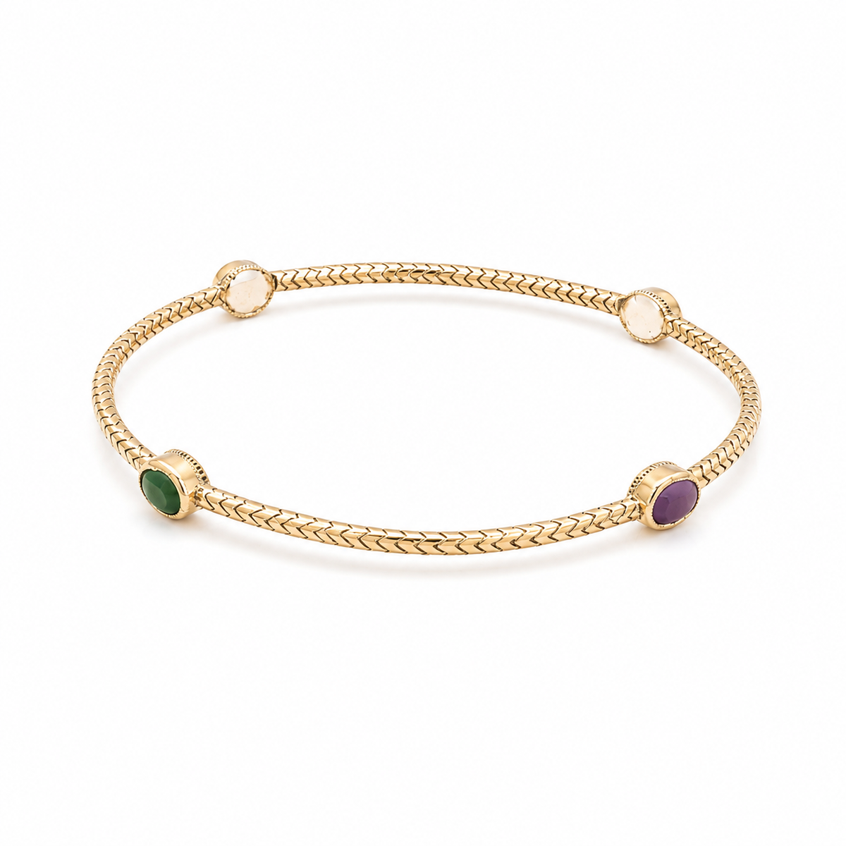 925 Sterling Open Cuff With Multi-Color Gemstone Accents Bangle | Hallmarked Silver Jewelry