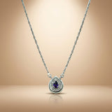 One-of-One 92.5 Silver Simulant Amethyst Teardrop Pendant Necklace