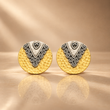 925 Silver Gold Plated Round Stud Earrings For Women