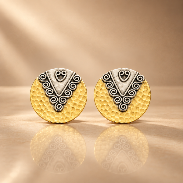 Round Oxidized Stud 925 Sterling Silver Statement Earrings for Women