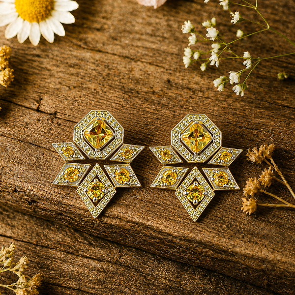 Golden Geometric Statement Earrings