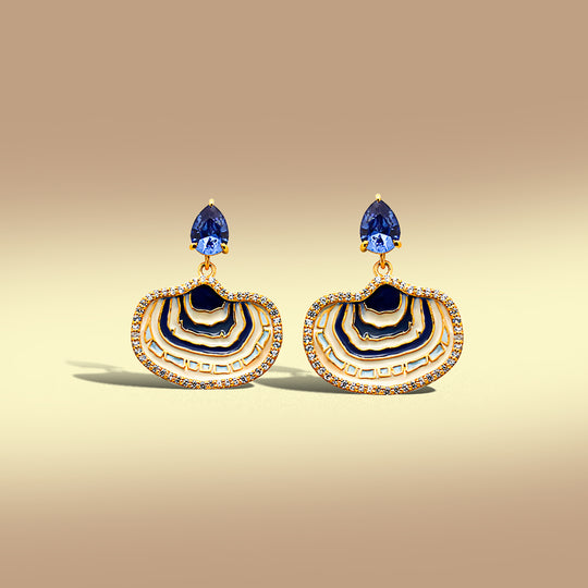 Ocean Blue Geode Drop Earrings