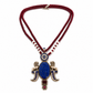 Red Beaded 925 Sterling Silver Moissanite Polki Statement Necklace