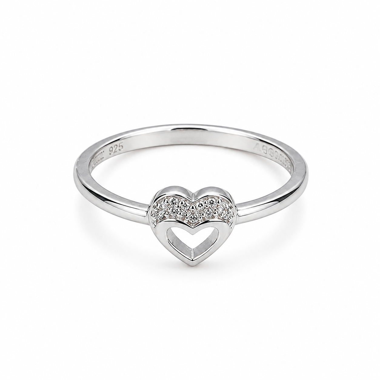Open Heart 925 Sterling Silver Romantic Love Ring for Her