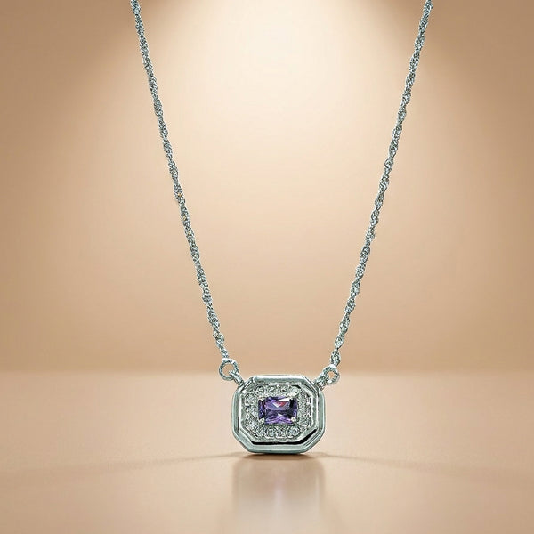 One-of-One 92.5 Silver Simulant Purple Gemstone Octagonal Pendant