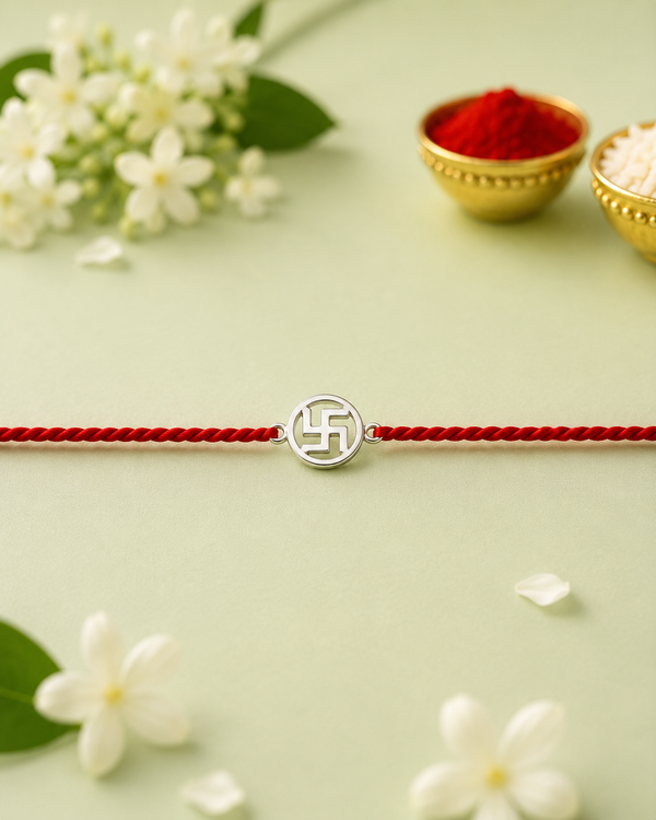 Handmade 925 Silver Swastik Hallmarked Rakhi