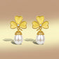 Yellow Clover Pearl Drop Earrings