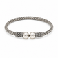 925 Sterling Silver Oxidized Bangle | Twisted Rope Design with Silver Bead | Hallmarked