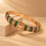 Rose Gold Moissanite Quartz Emerald Stone Bracelet