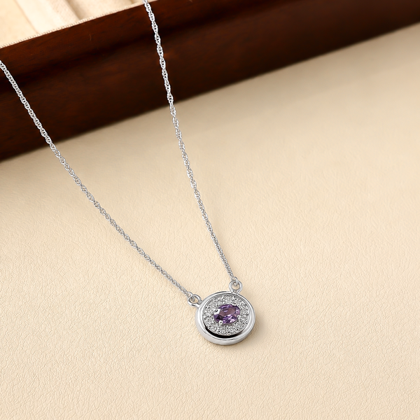 One-of-One 92.5 Silver Simulant Amethyst Round Pendant