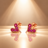 Pink Heart Moissanite Stud Earrings