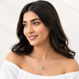 One-of One 92.5 Silver Green Simulant Emerald Pendant Necklace