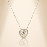 925 Silver Purple Quartz Heart Swirl Pendant Chain