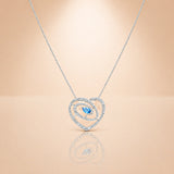 925 Silver Blue Quartz Pear Heart Pendant Chain
