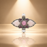 1.05ct Natural Diamond Rubellite Opal Brooch