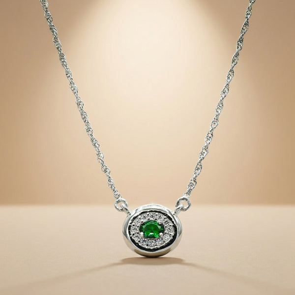 One-of-One 92.5 Silver Simulant Emerald Round Pendant