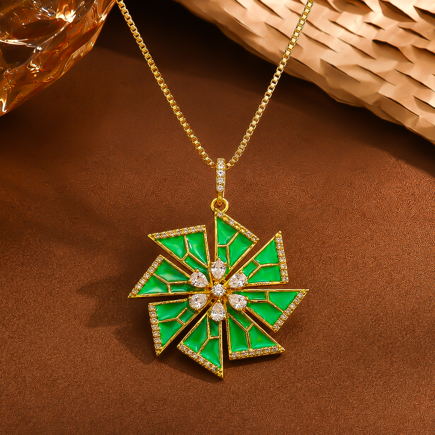 One-of-One 92.5 Silver Mint Enamel Starburst Pendant
