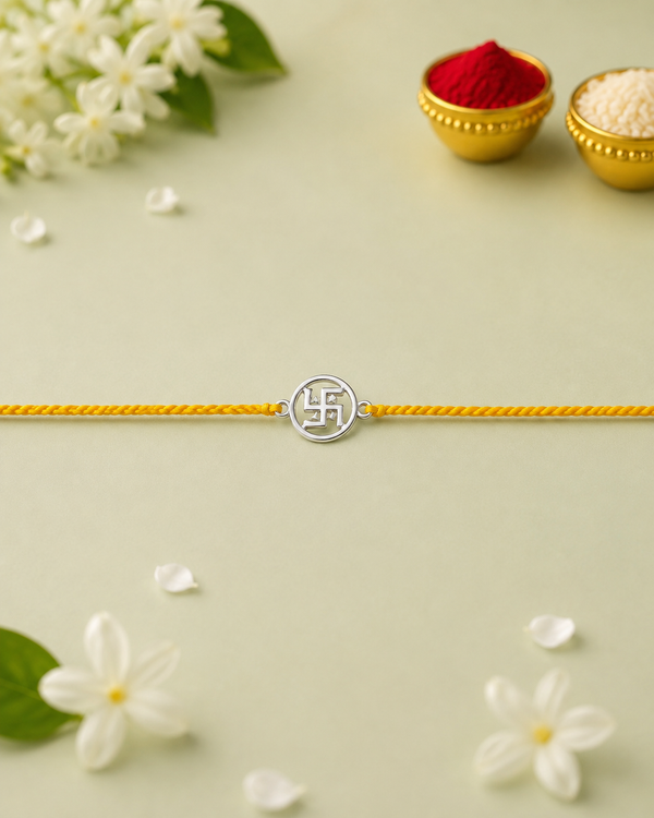 Handmade Swastik 925 Silver Hallmarked Rakhi