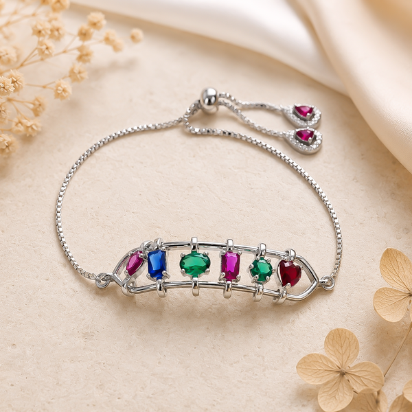 One-of-One 92.5 Silver Multicolor Spectrum Bar Bracelet