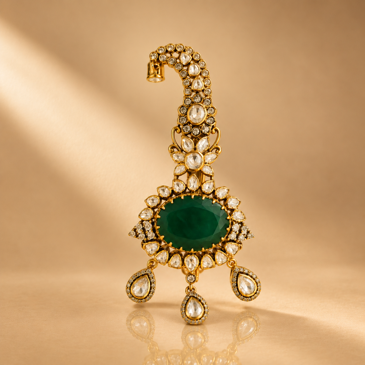 Traditional Royal Groom Kalgi Pin Emerald Stone Accessories for Groom Turban