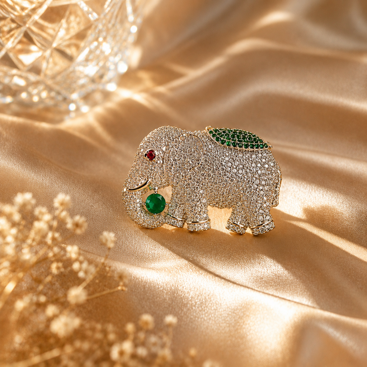 925 Sterling Silver Elephant Brooch Traditional Indian Inspired Hallmarked Jewellery
