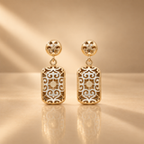 Rose Gold Floral Filigree Drop Earrings