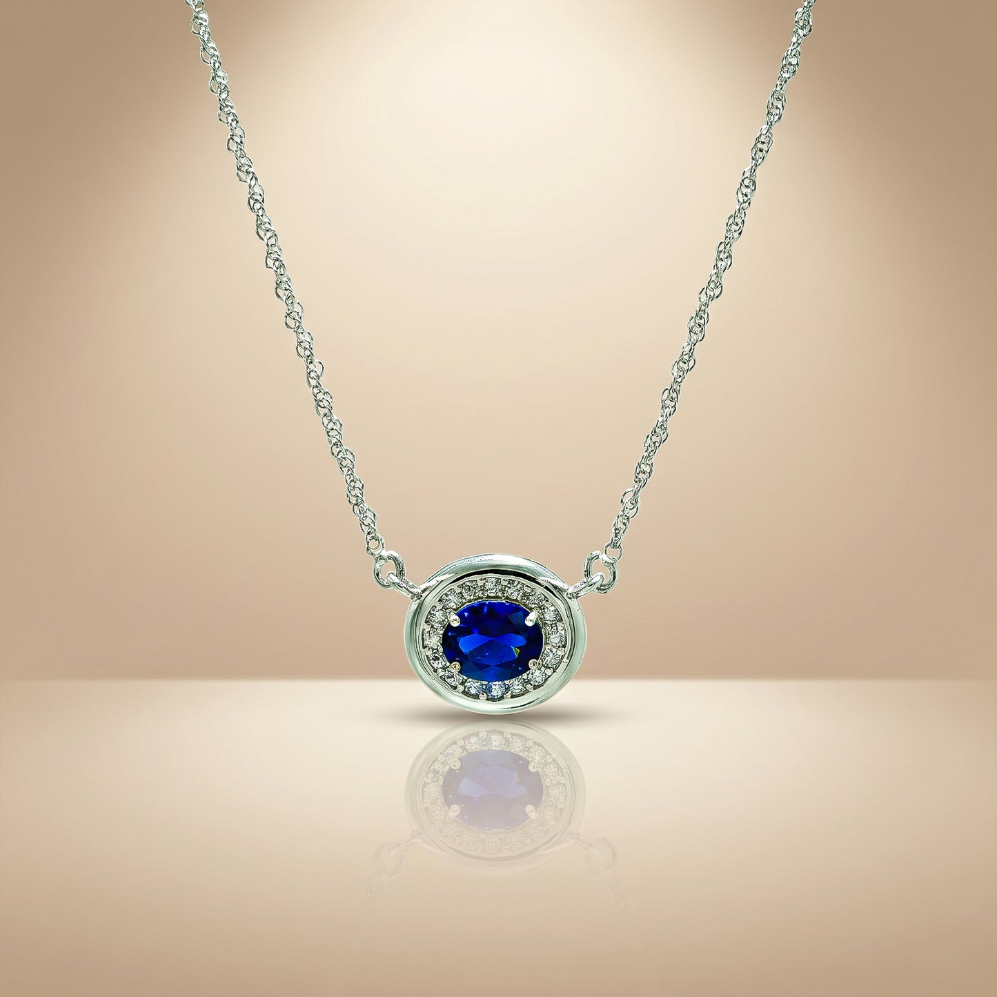 One-of-One 92.5 Silver Round Navy Pendant Necklace