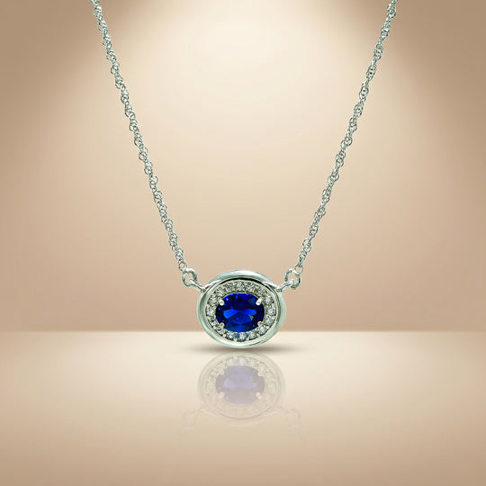 One-of-One 92.5 Silver Round Navy Pendant Necklace