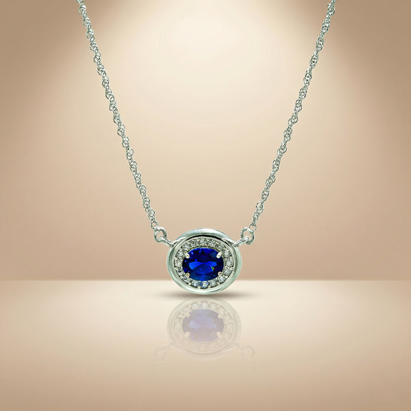 One-of-One 92.5 Silver Round Navy Pendant Necklace