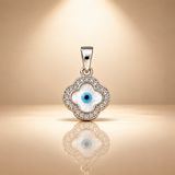Evil Eye Four Leaf Clover Moissanite Charm Pendant