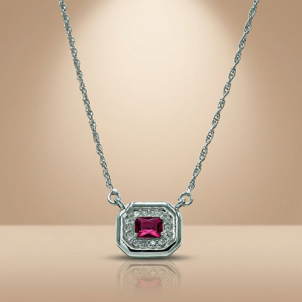 92.5 Silver One-of-One Simulant Ruby Octagonal Pendant