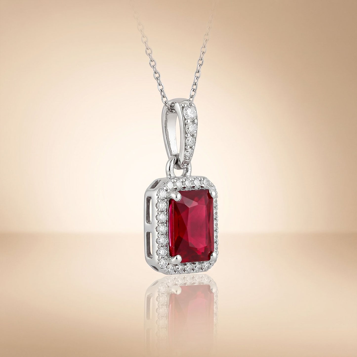 Crimson Ruby - 92.5 Silver Pendant Set
