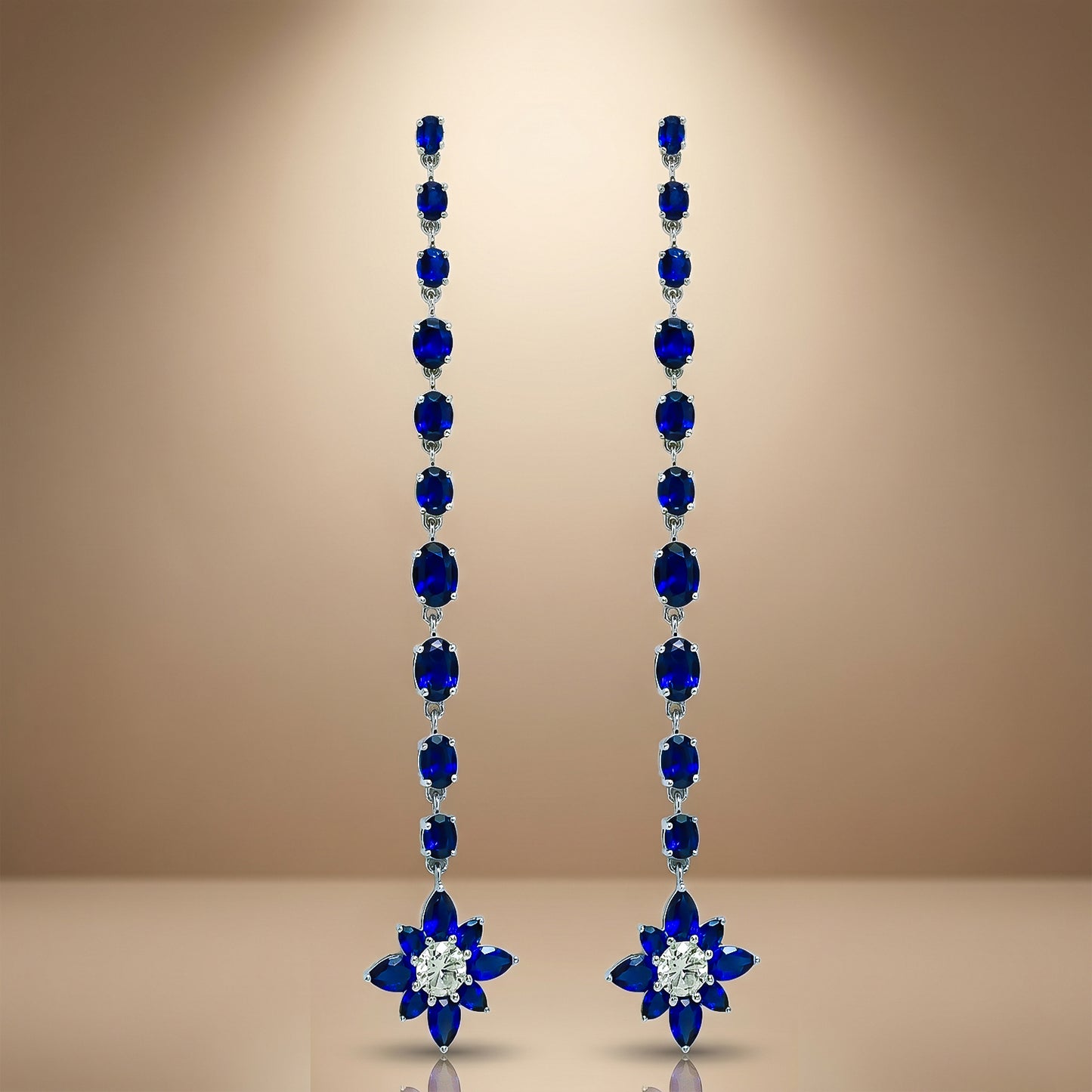 One-of-One 92.5 Silver Royal Blue Floral Drop Earring
