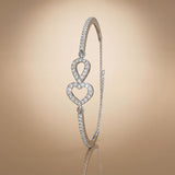 925 Silver Cubic Zirconia Twin Hearts Bracelet