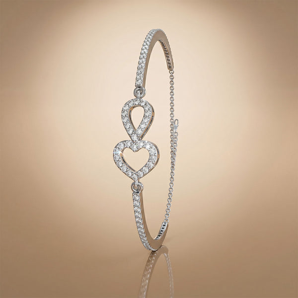 Twin Hearts – Adjustable Silver Bracelet