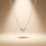 925 Silver Heart Moissanite Cubic Zirconia Halo Pendant Chain