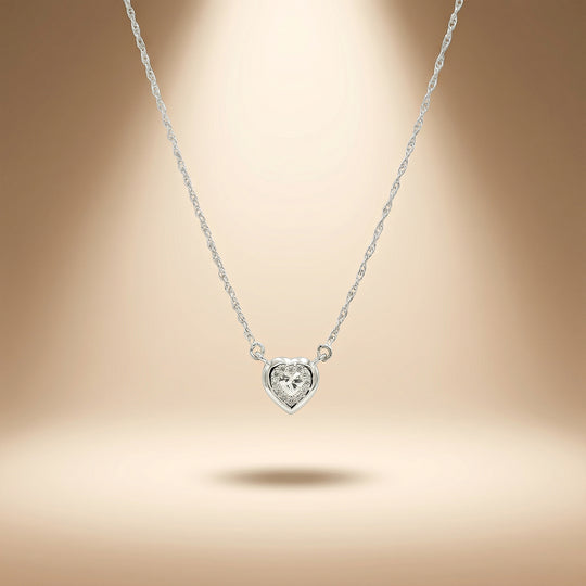 92.5 Silver Delicate Heart Sparkle Pendant Necklace