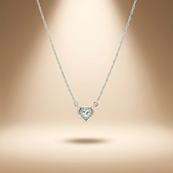 92.5 Silver Delicate Heart Sparkle Pendant Necklace