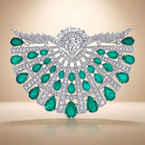 925 Silver Emerald Green Fan Pendant