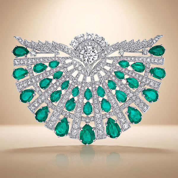 Emerald Fan Silver Pendant