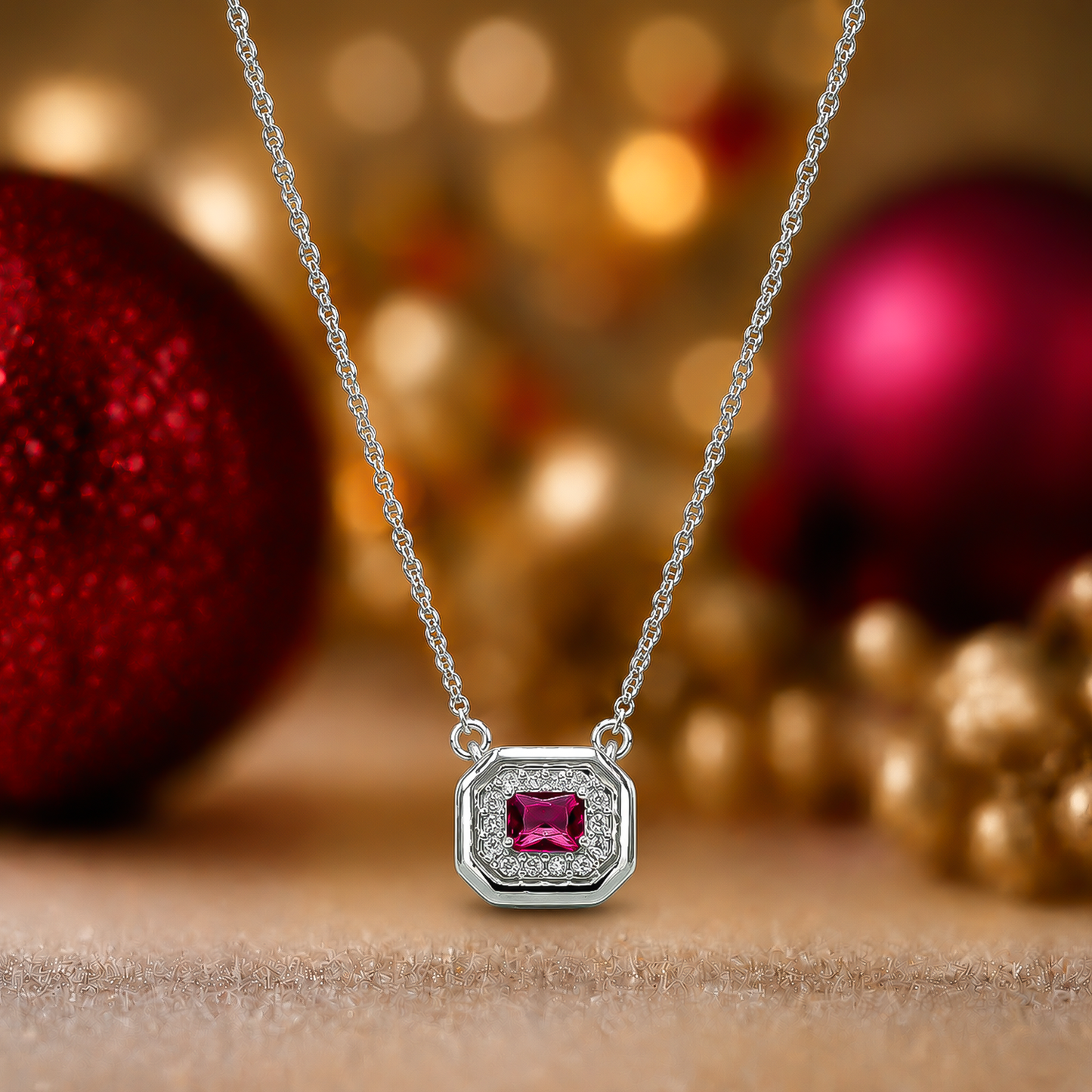 92.5 Silver One-of-One Simulant Ruby Octagonal Pendant