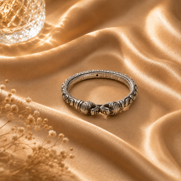 Elephant-Inspired 925 Sterling Silver Bangle For Women | Hallmarked
