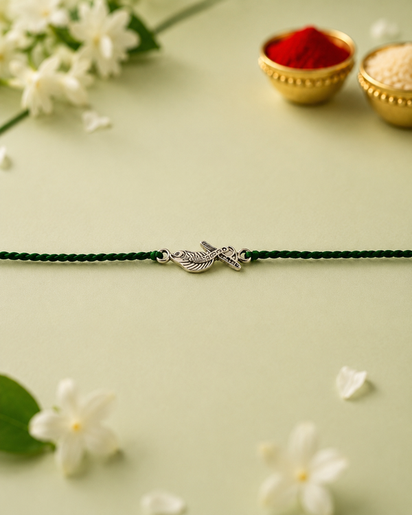 Handmade Banshuri Pure 925 Silver Rakhi