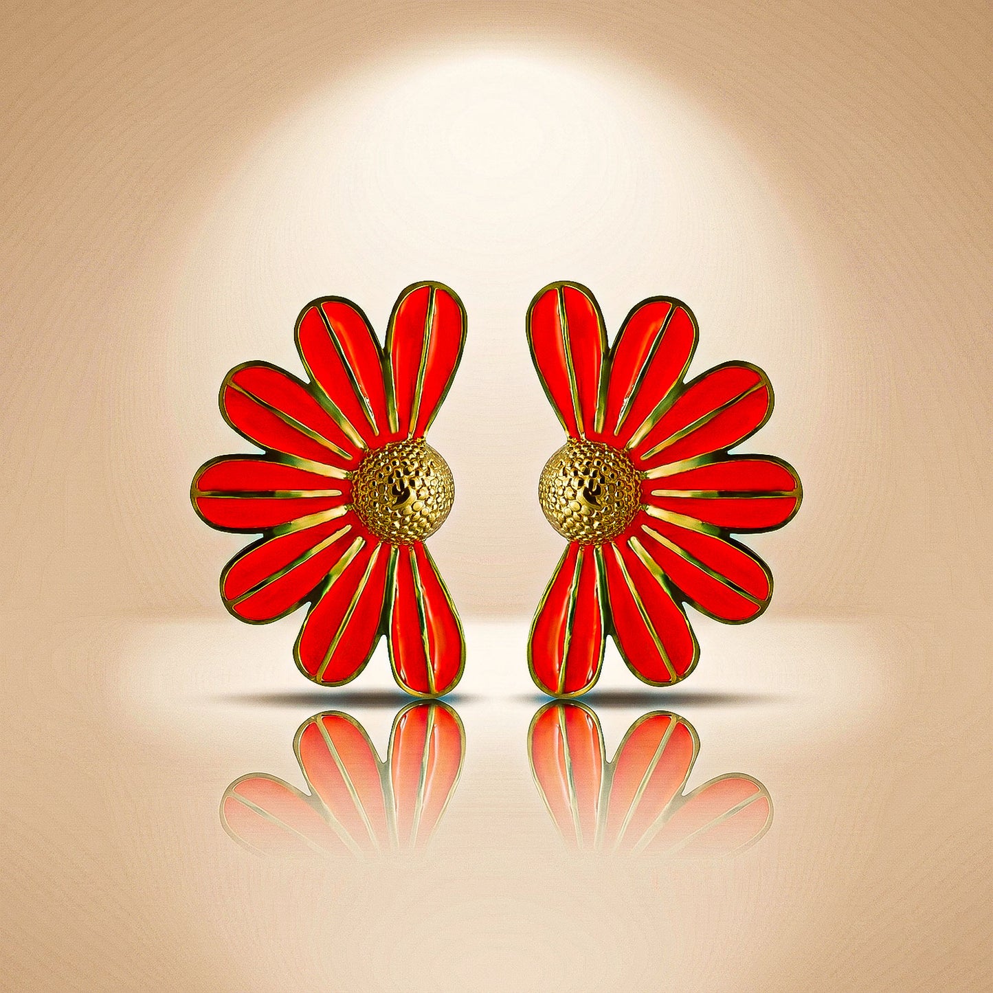 Sunset Daisy Floral Stud Earrings