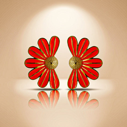 Sunset Daisy Floral Stud Earrings