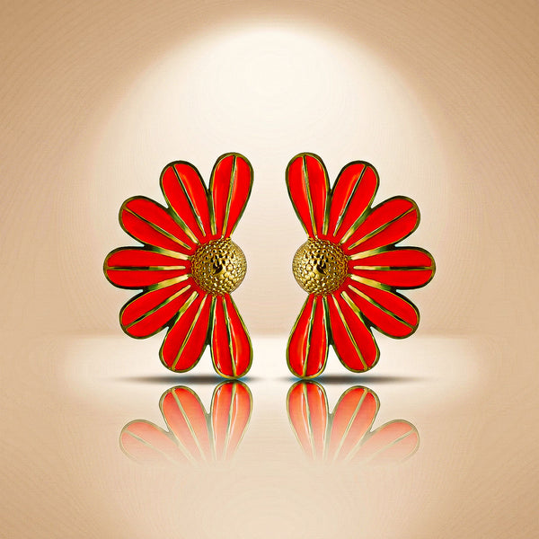Sunset Daisy Floral Stud Earrings