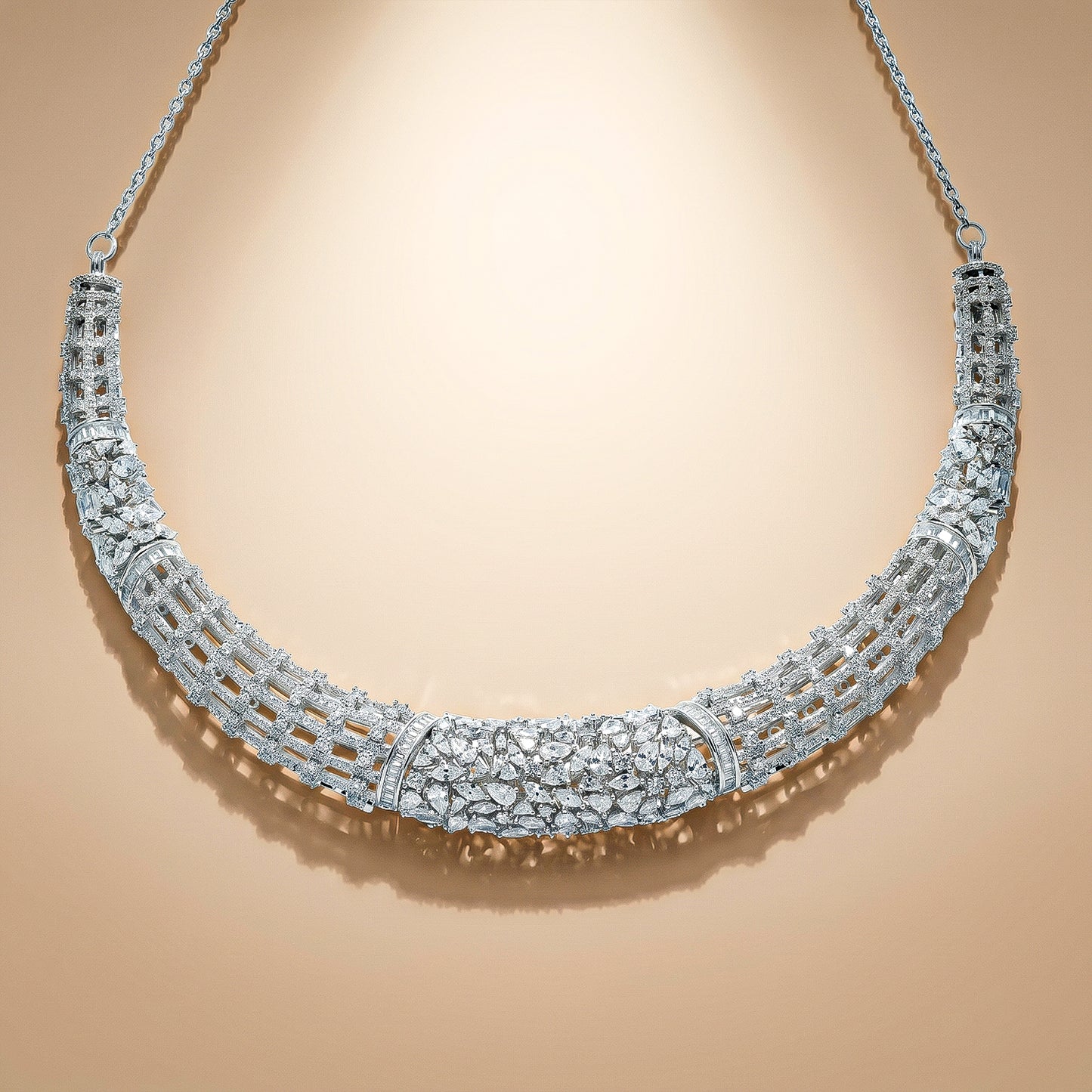 92.5 Sterling Silver Structured Luminosity Necklace Set