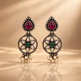 925 Silver Floral Pearl Drop Earrings
